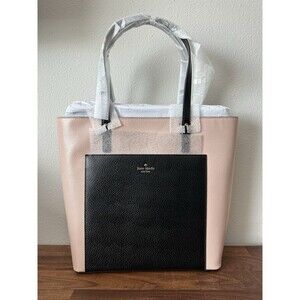 NWT Kate Spade Grand Street Sadie Colorblock Leather Tote, Pink Black Work Bag